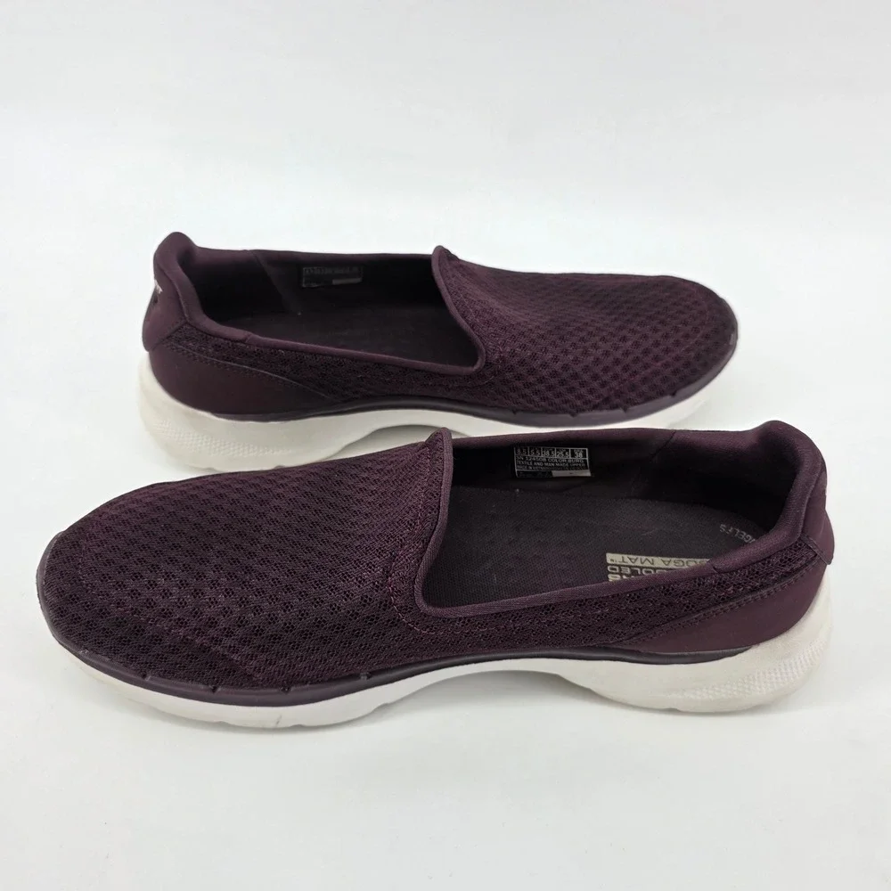 Skechers Go Walk 4 Propel Burgundy Plum Mesh Slip On Walking Shoes Womens 8.5